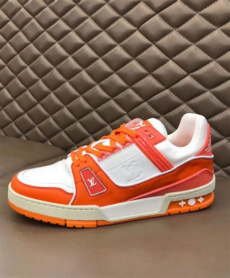 orange lv sneakers|Lv trainer sneaker orange.